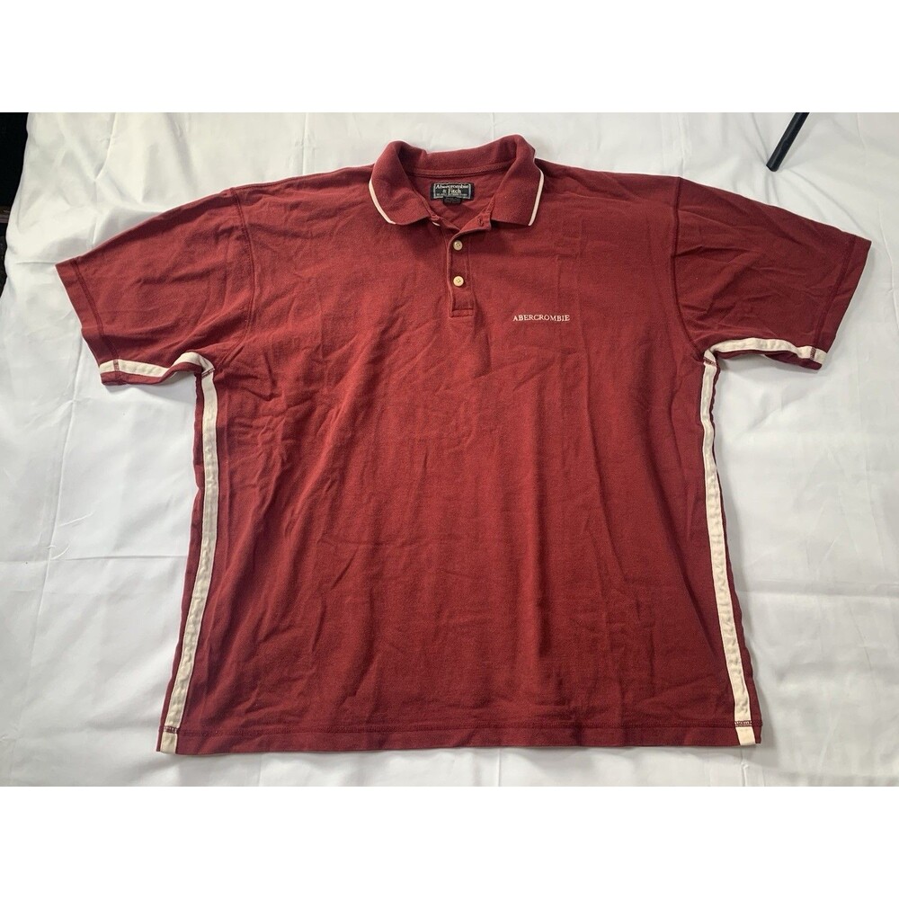 Abercrombie & Fitch Polo Men's Size Medium M Red White Short Sleeve Y2K Cotton